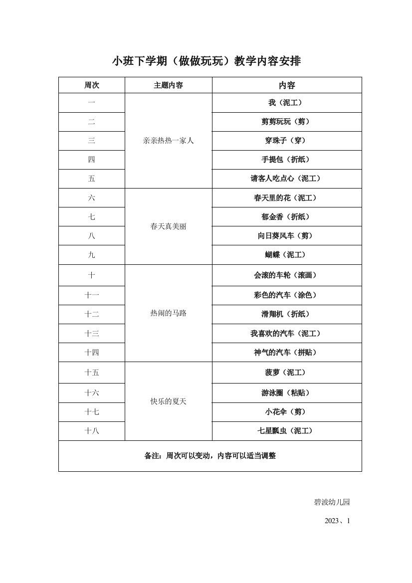 小班下学期做做玩玩教学内容