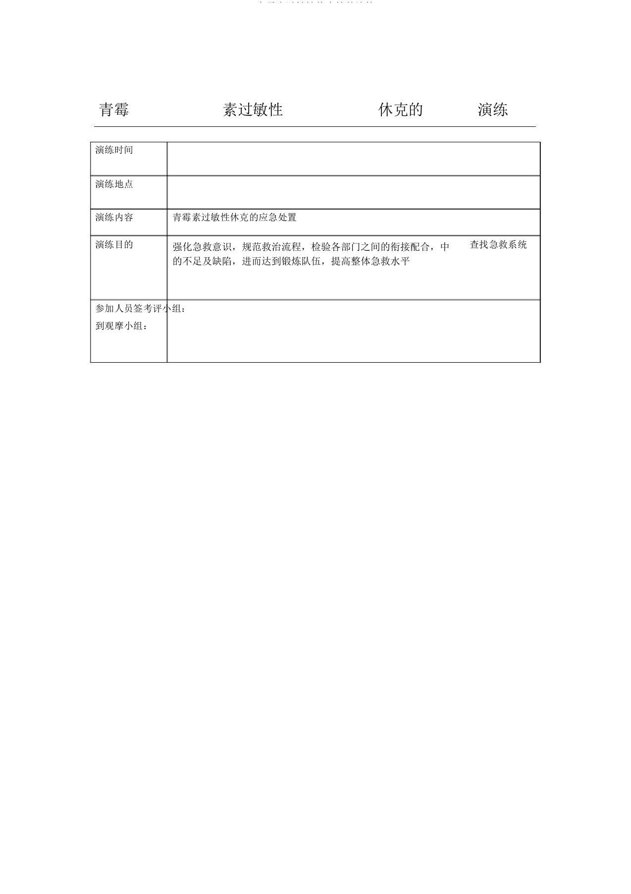 青霉素过敏性休克抢救演练