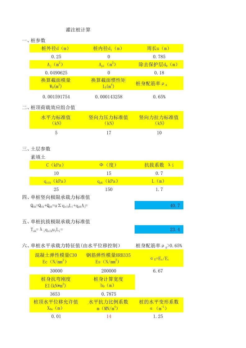 光伏支架用微孔灌注桩计算