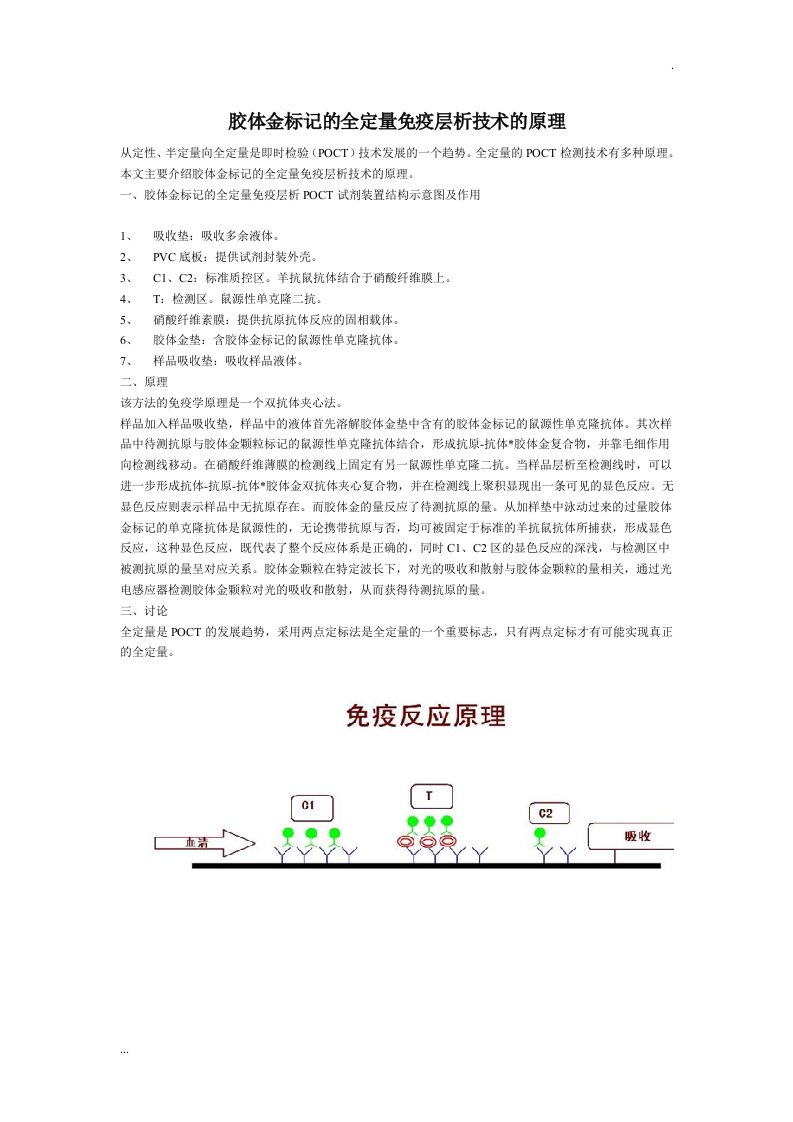 胶体金标记的全定量免疫层析技术的原理文件