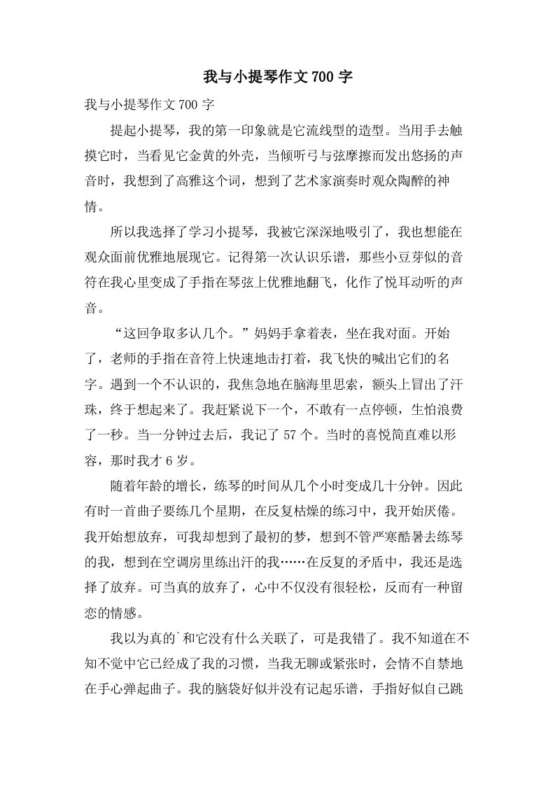 我与小提琴作文700字