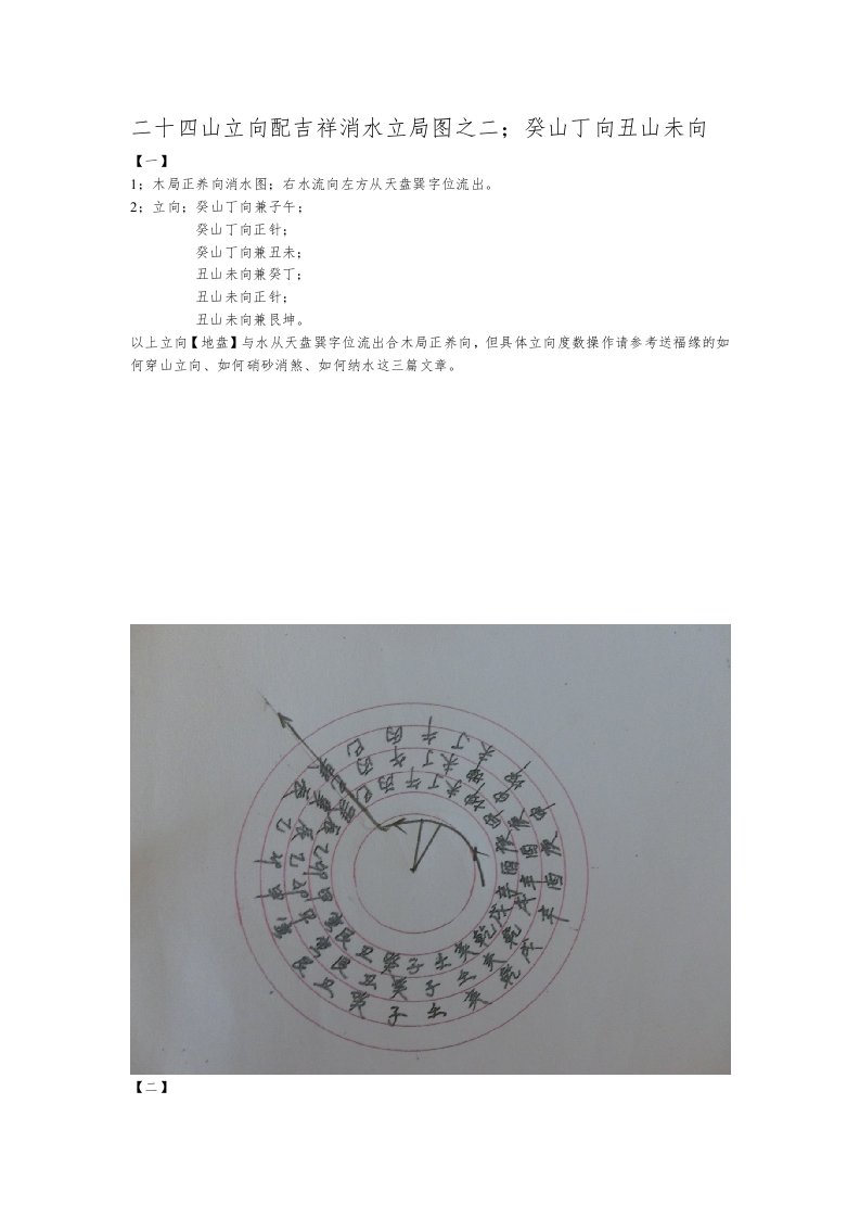 二十四山立向配吉祥消水立局图之二;癸山丁向丑山未向
