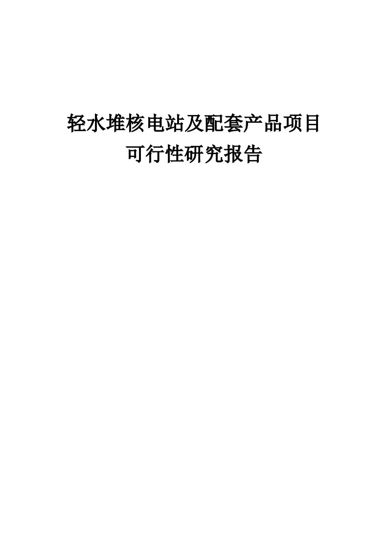 2024年轻水堆核电站及配套产品项目可行性研究报告