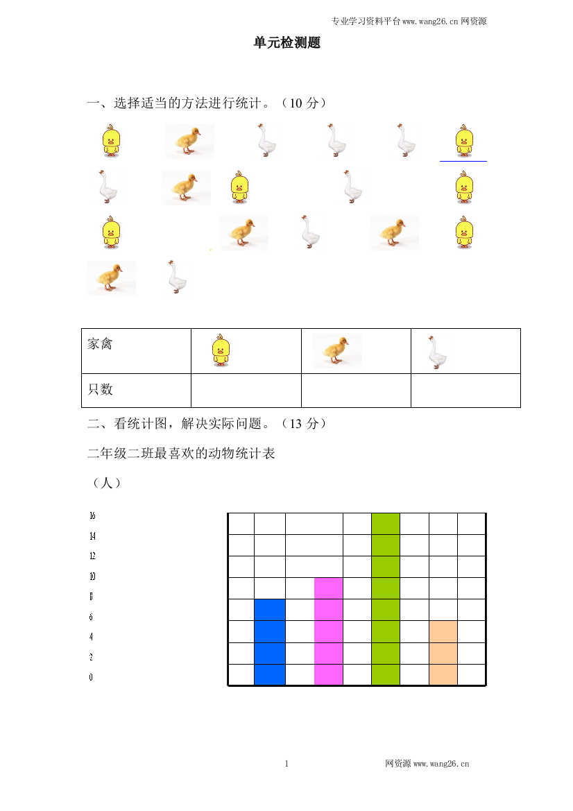 人教新课标数学二年级下学期第7单元测试卷2