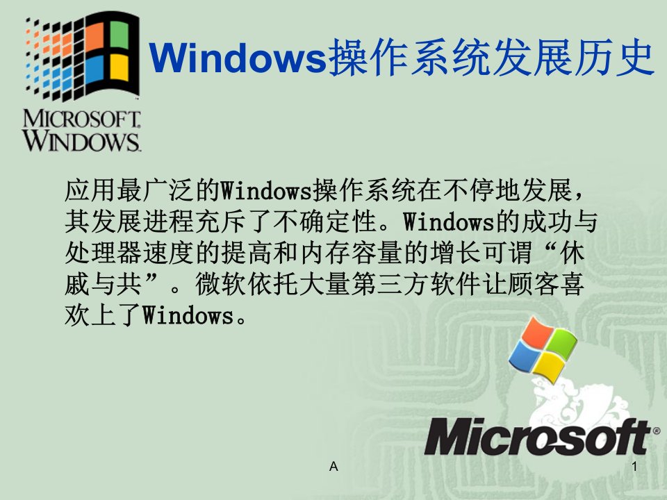 windows操作系统发展历史市公开课一等奖市赛课获奖课件