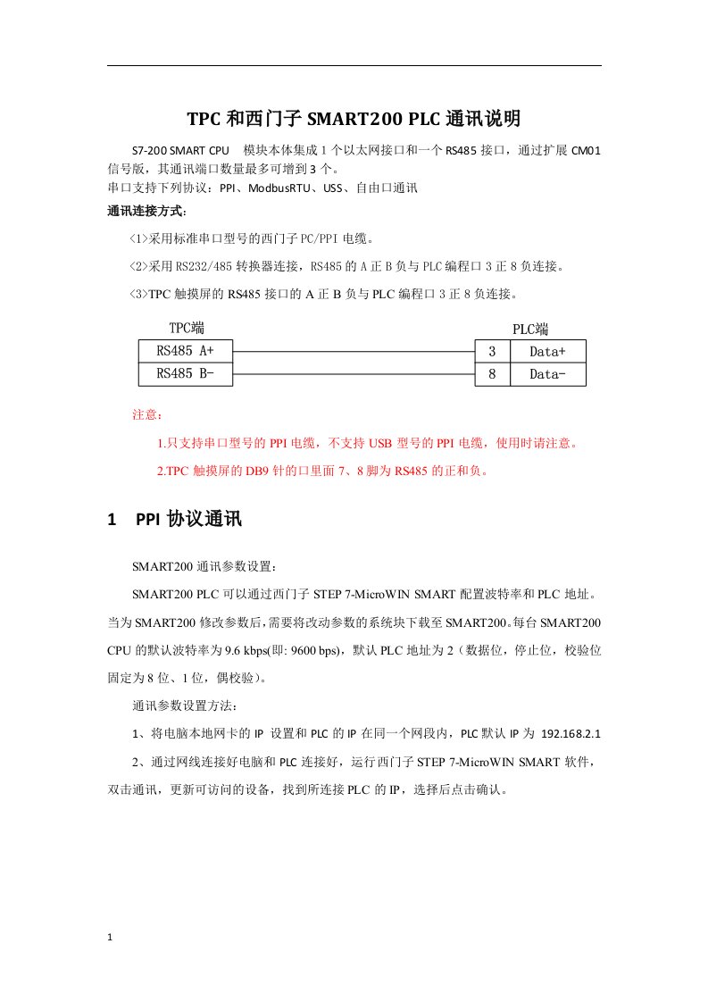 西门子smart200通讯说明文档教学幻灯片