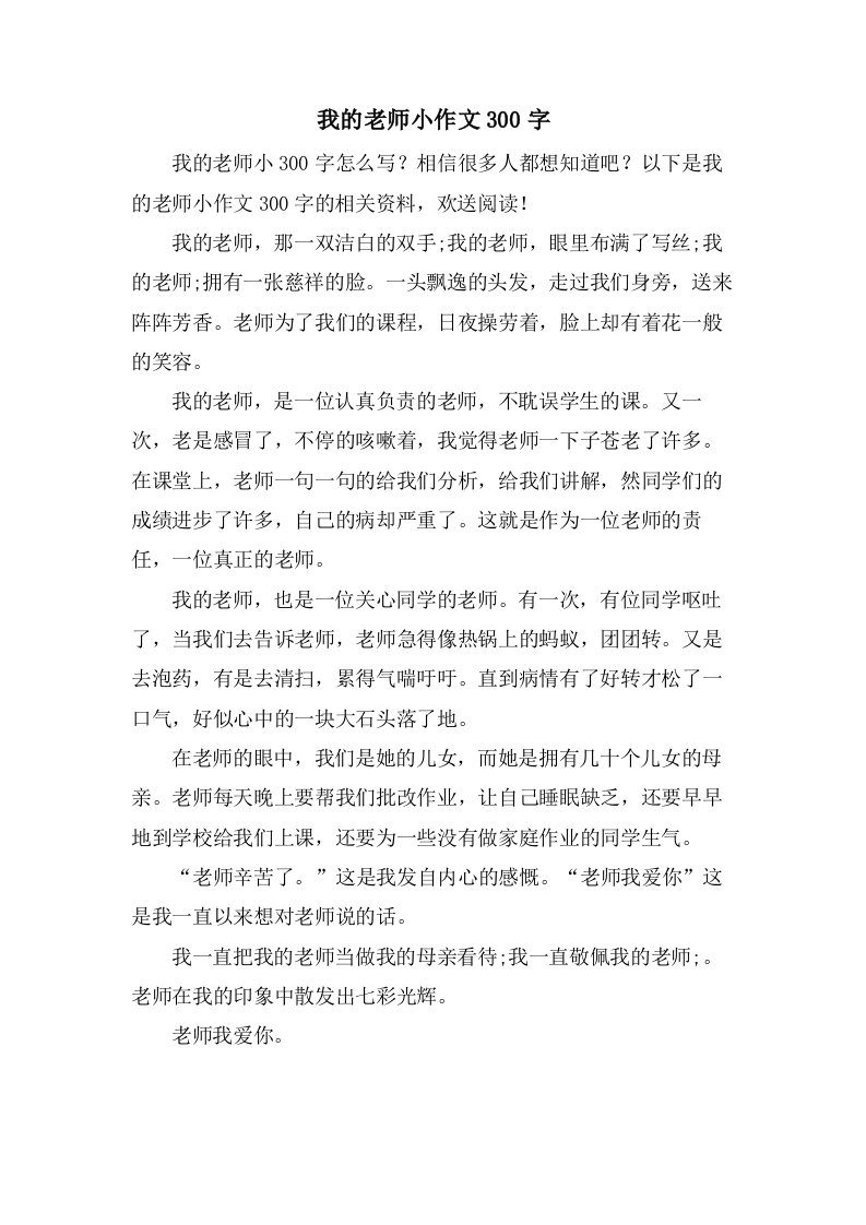 我的老师小作文300字