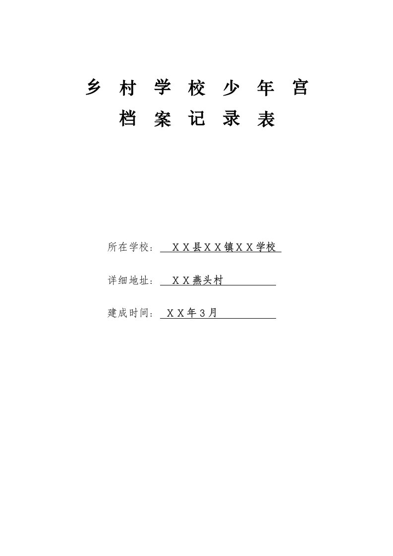 乡村学校少年宫档案记录表1