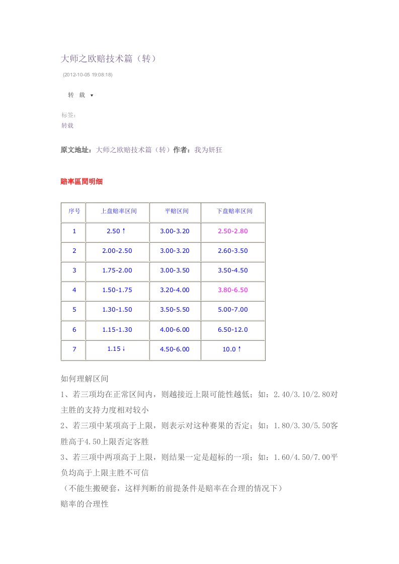 大师之欧赔技术篇