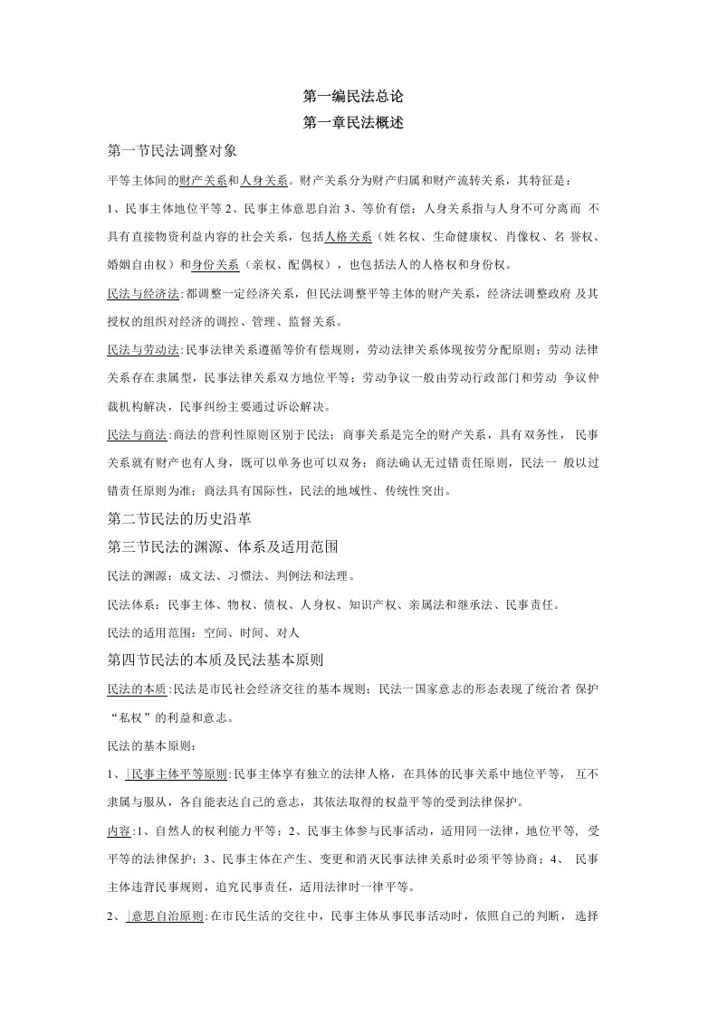 南京师范大学法学考研民法笔记