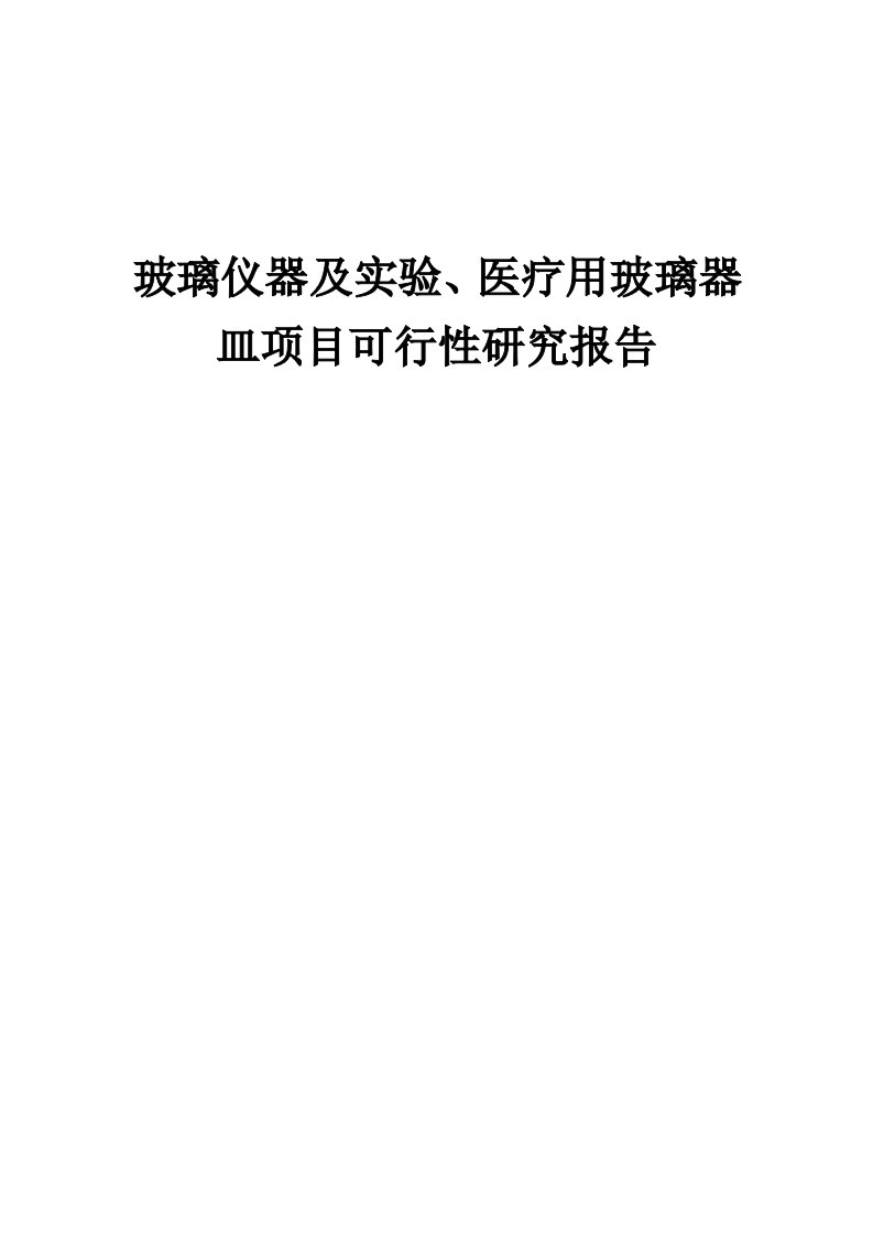 2024年玻璃仪器及实验、医疗用玻璃器皿项目可行性研究报告