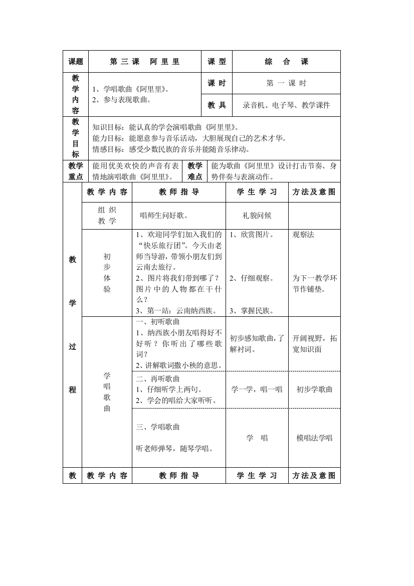 阿里里教学设计