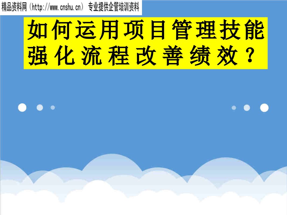 流程管理-如何运用项目管理技能强化流程改善绩效1371