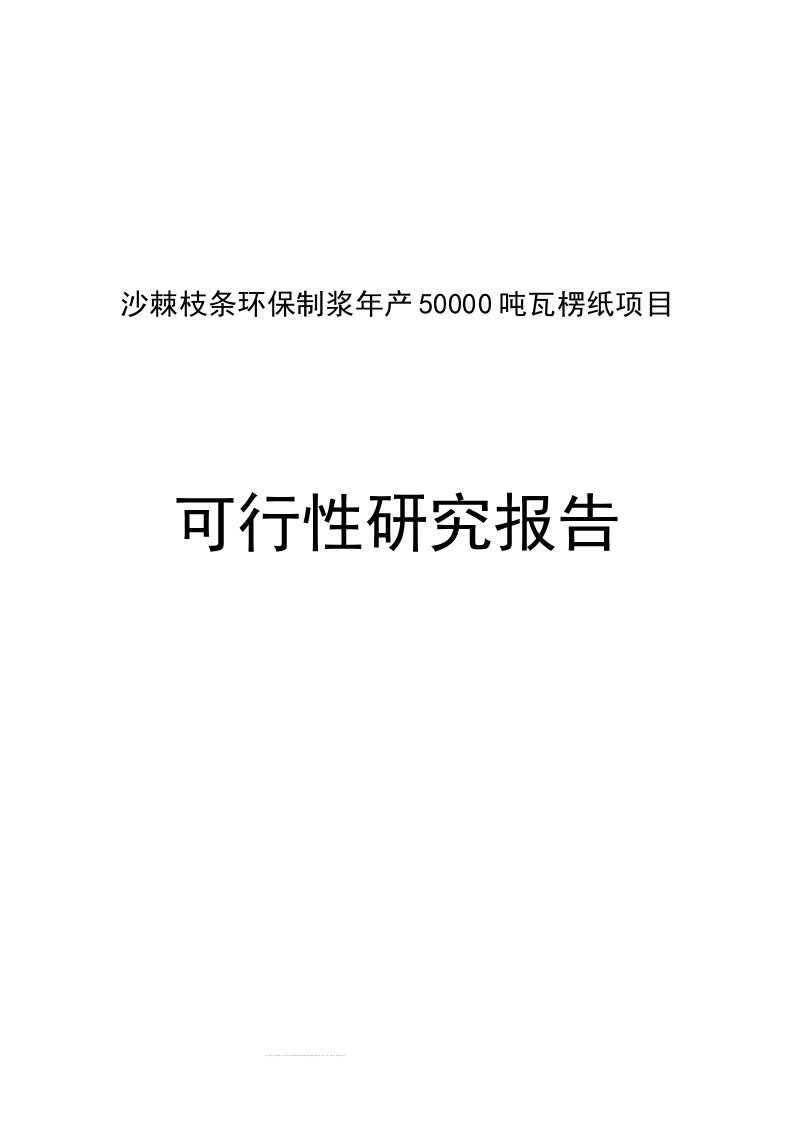 可研报告--某公司沙棘枝条环保制浆年产50000吨瓦愣纸项目投资建设可行性研究分析报告