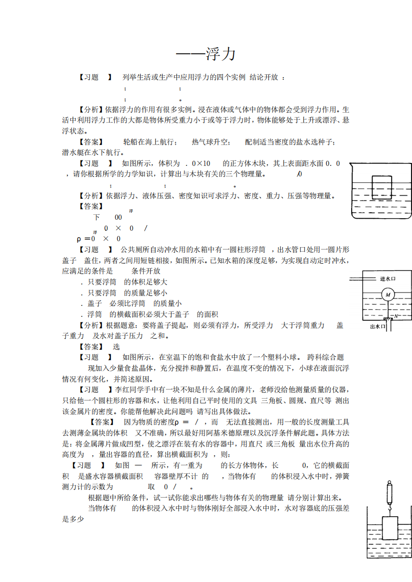 浮力易错题分析与解答