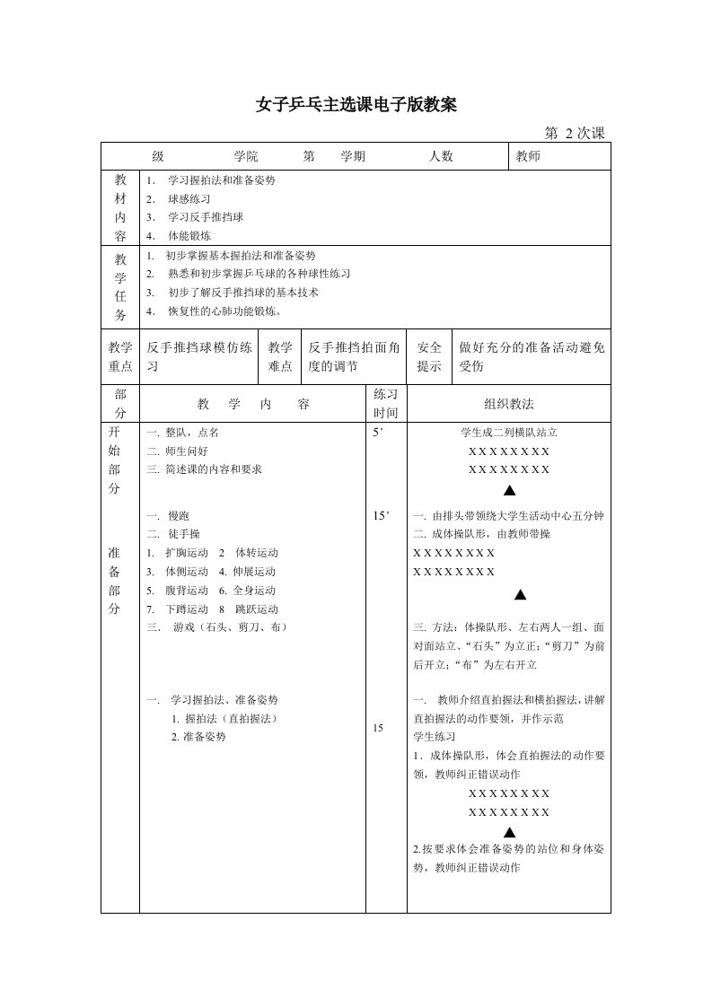 电子行业-女子乒乓主选课电子版教案