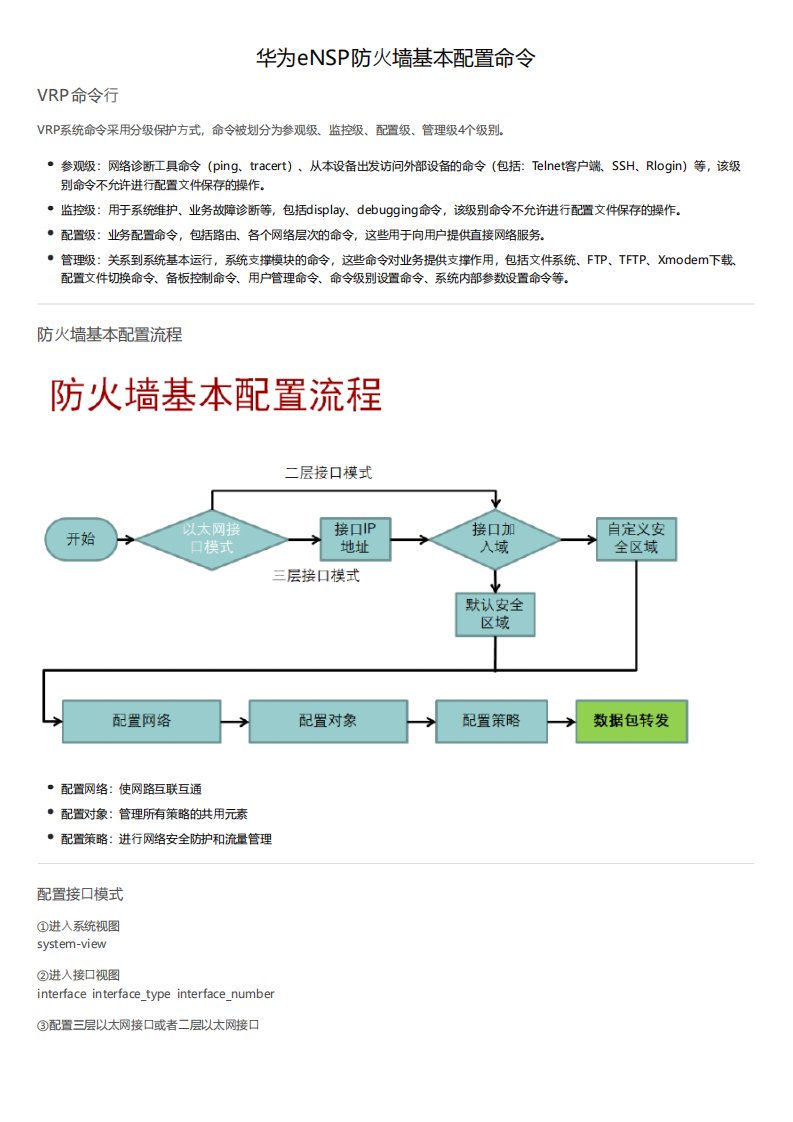 华为eNSP防火墙基本配置命令