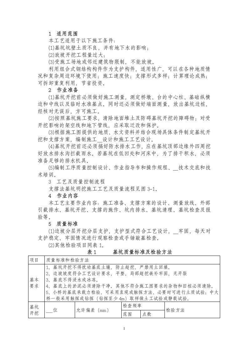 支撑法基坑明挖施工作业指导书