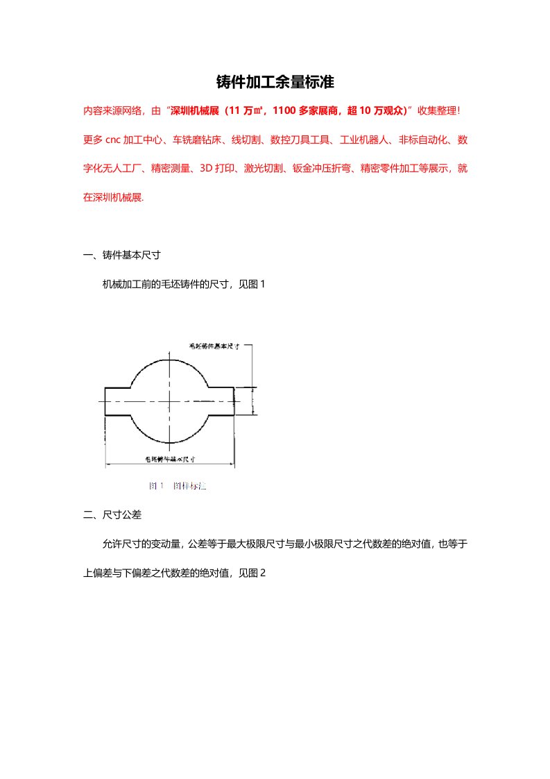 铸件加工余量标准大全