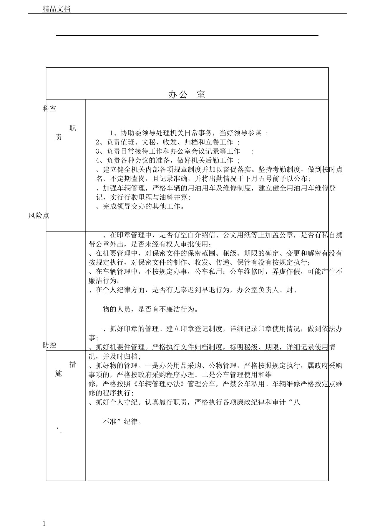 办公室风险点查找及防范措施