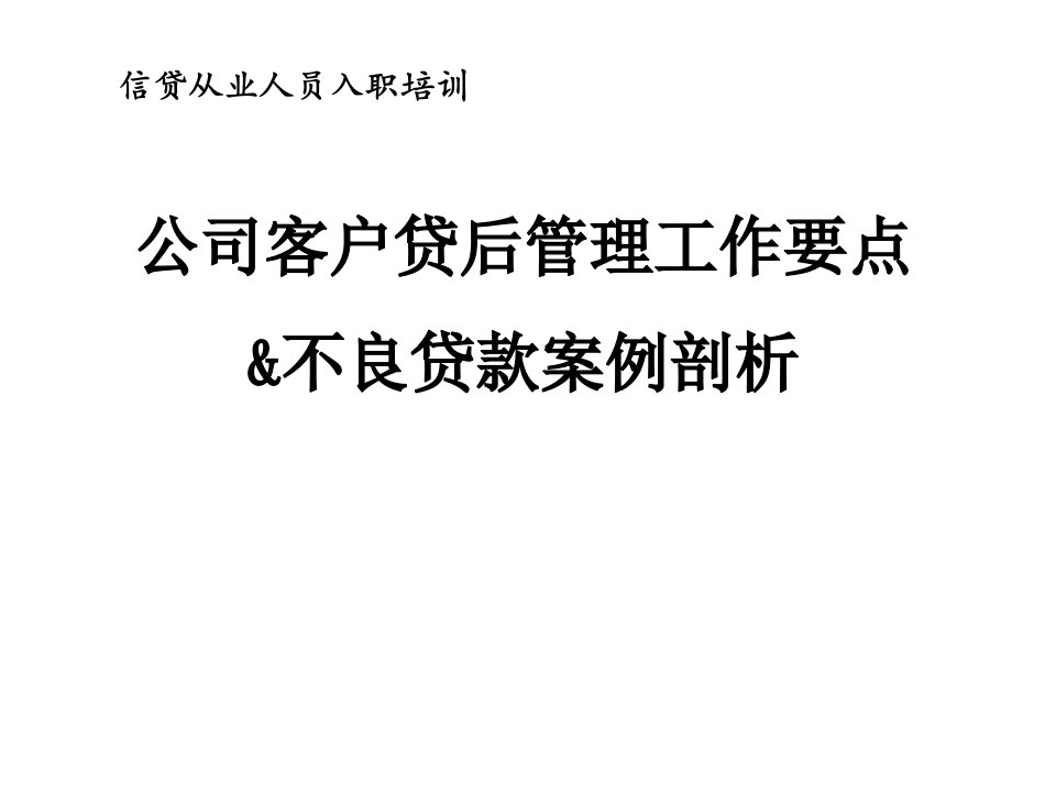 公司客户贷后管理工作要点及不良贷款案例剖析