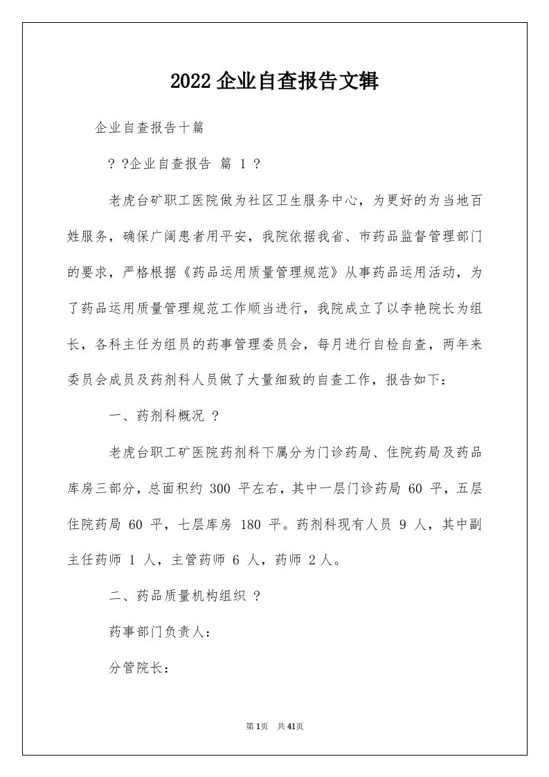 2022企业自查报告文辑