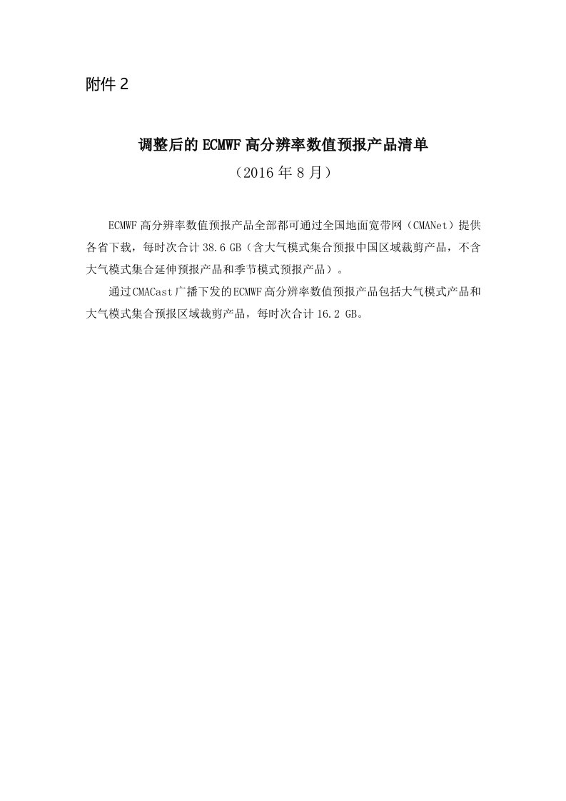 ecmwf高分辨率数值预报产品word版