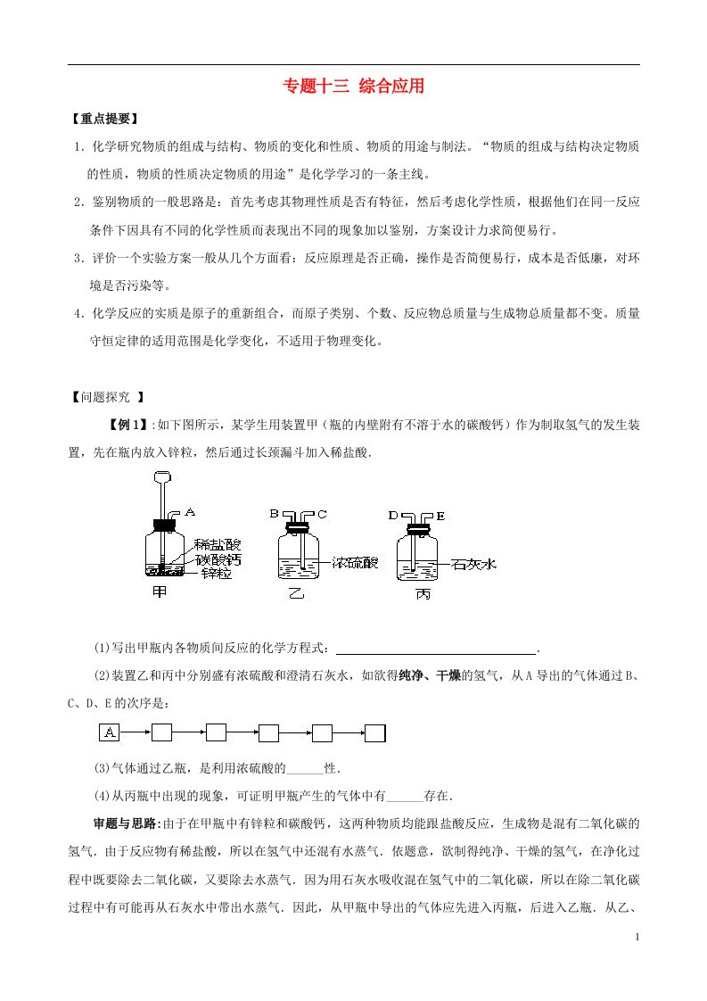 上海市中考化学专题复习十三