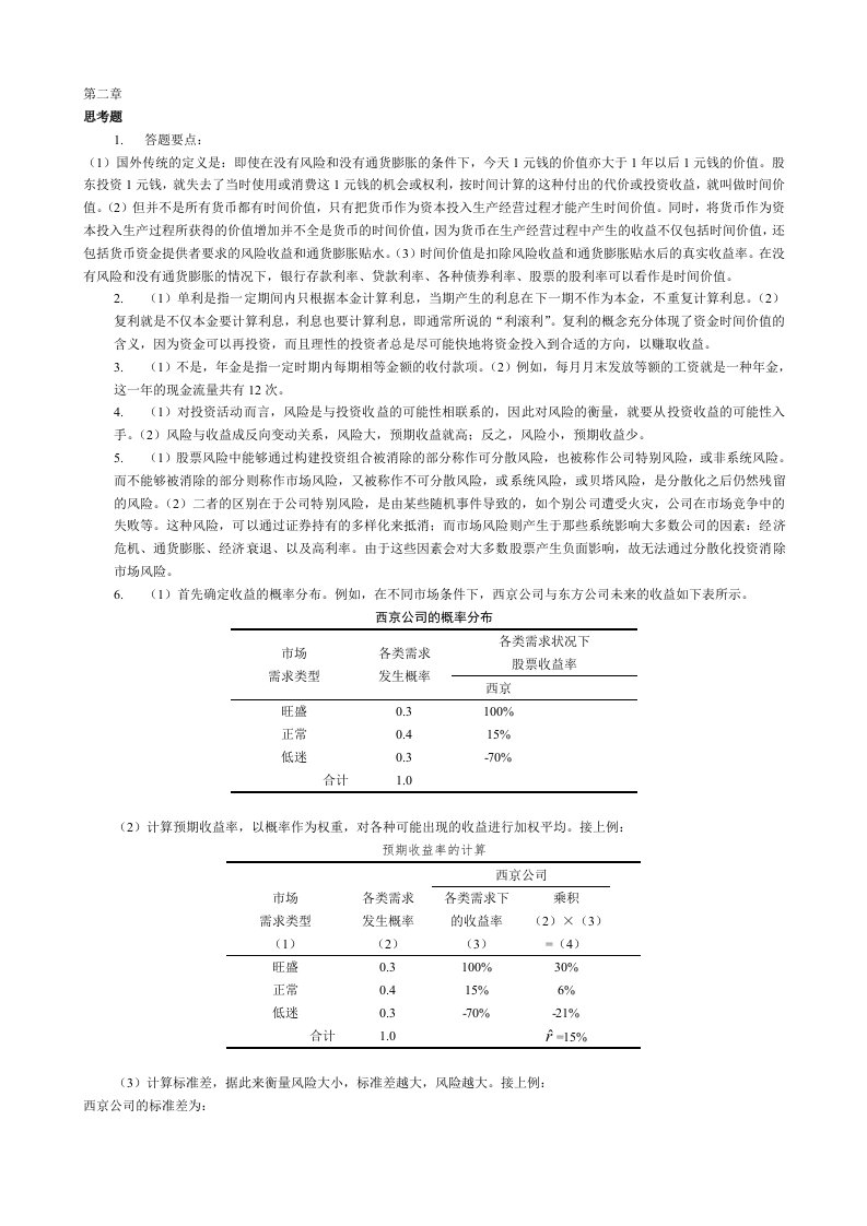 财务管理学第六版人大_课后答案_思考题