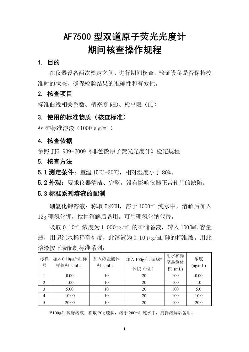 氢化参考资料物-原子荧光光度计期间核查操作规程