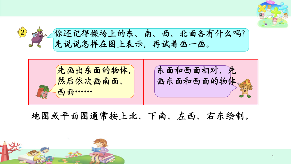 二年级数学下册7.认识平面图上的东、南、西、北