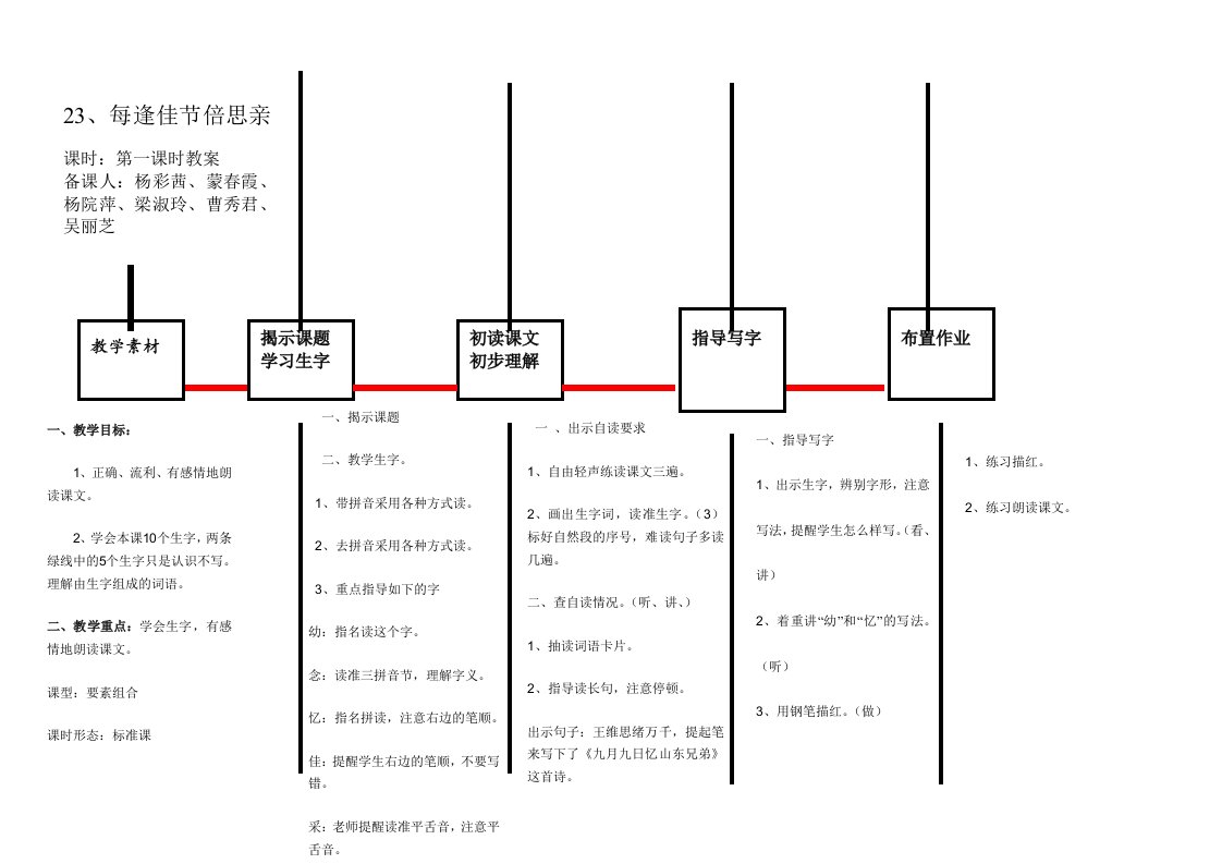 《每逢佳节倍思亲》第一课时教案