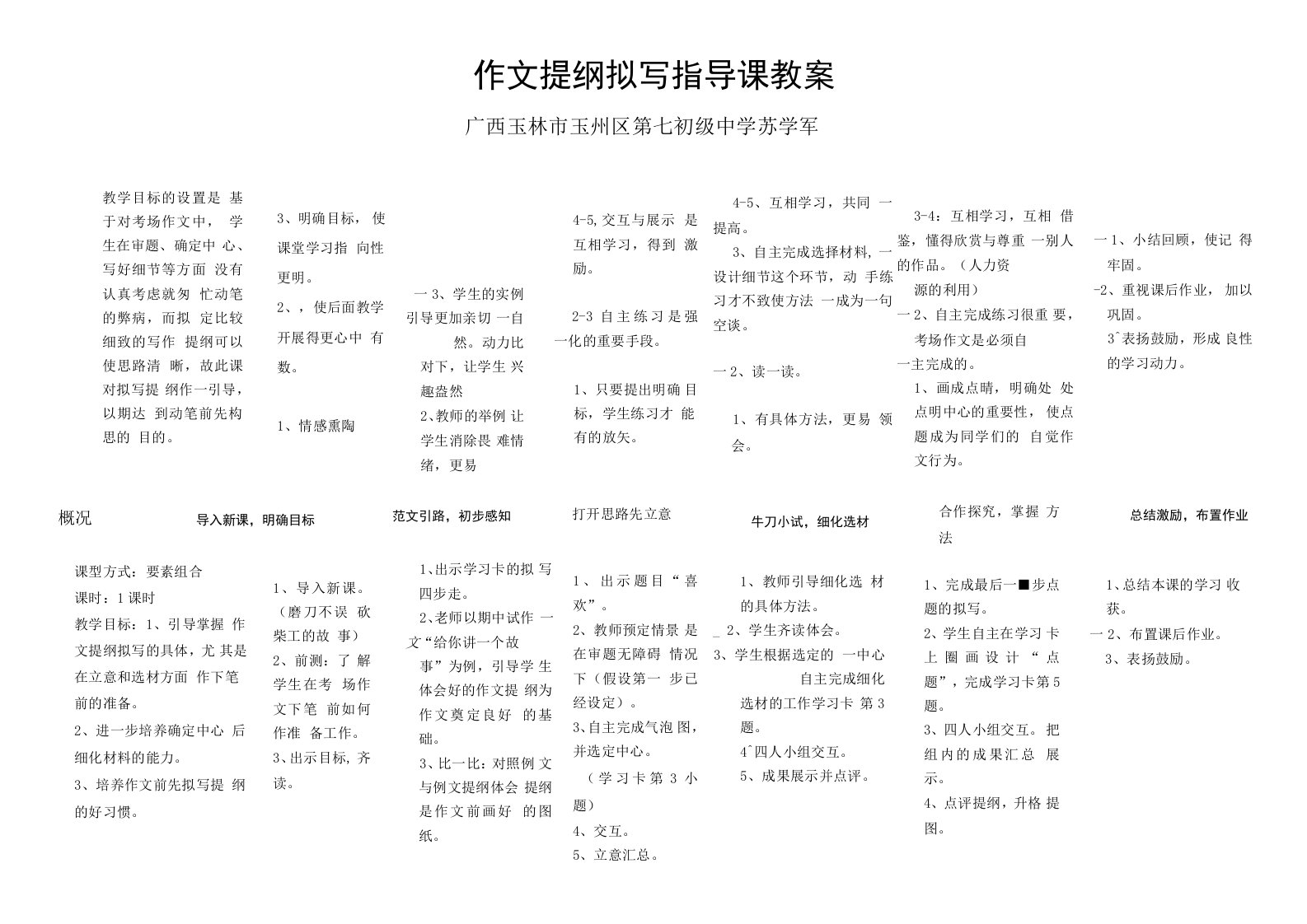 《思路要清晰》教学设计(广西县级优课)七年级语文教案