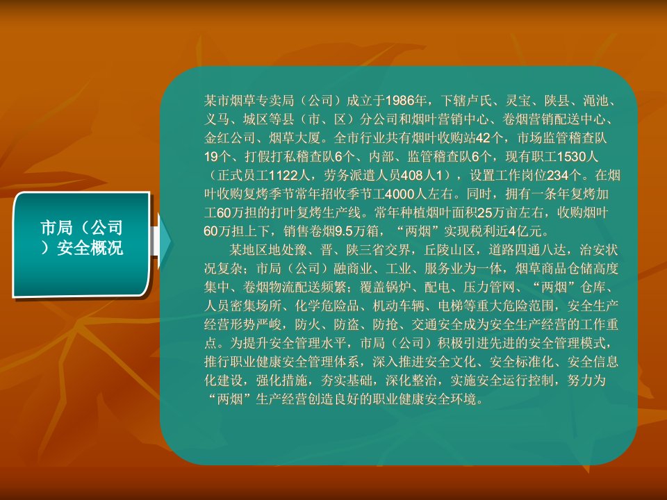 某烟草公司安全生产标准化体系课件