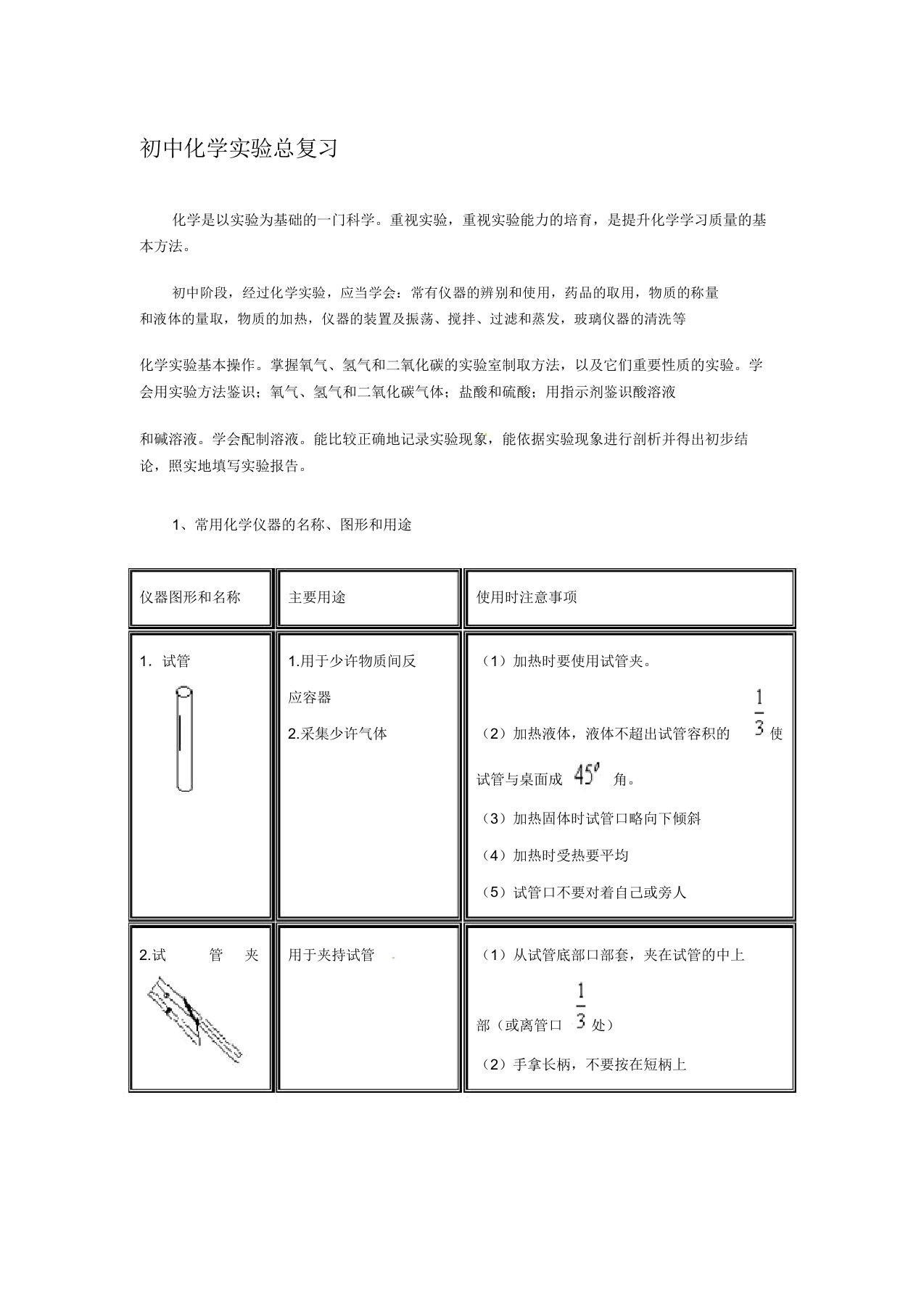 九年级化学下册实验专项训练题3