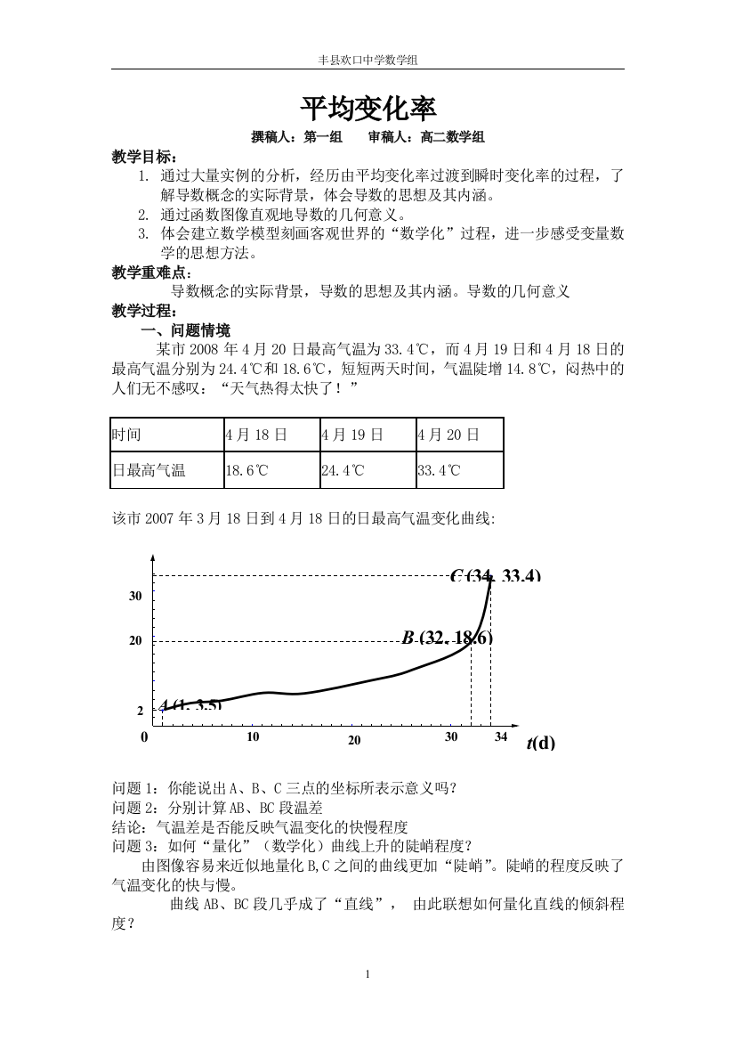 平均变化率(理)