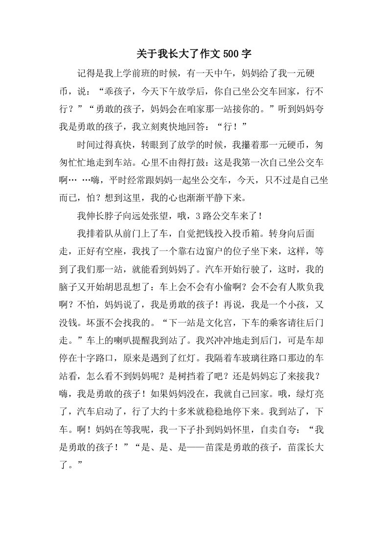 关于我长大了作文500字