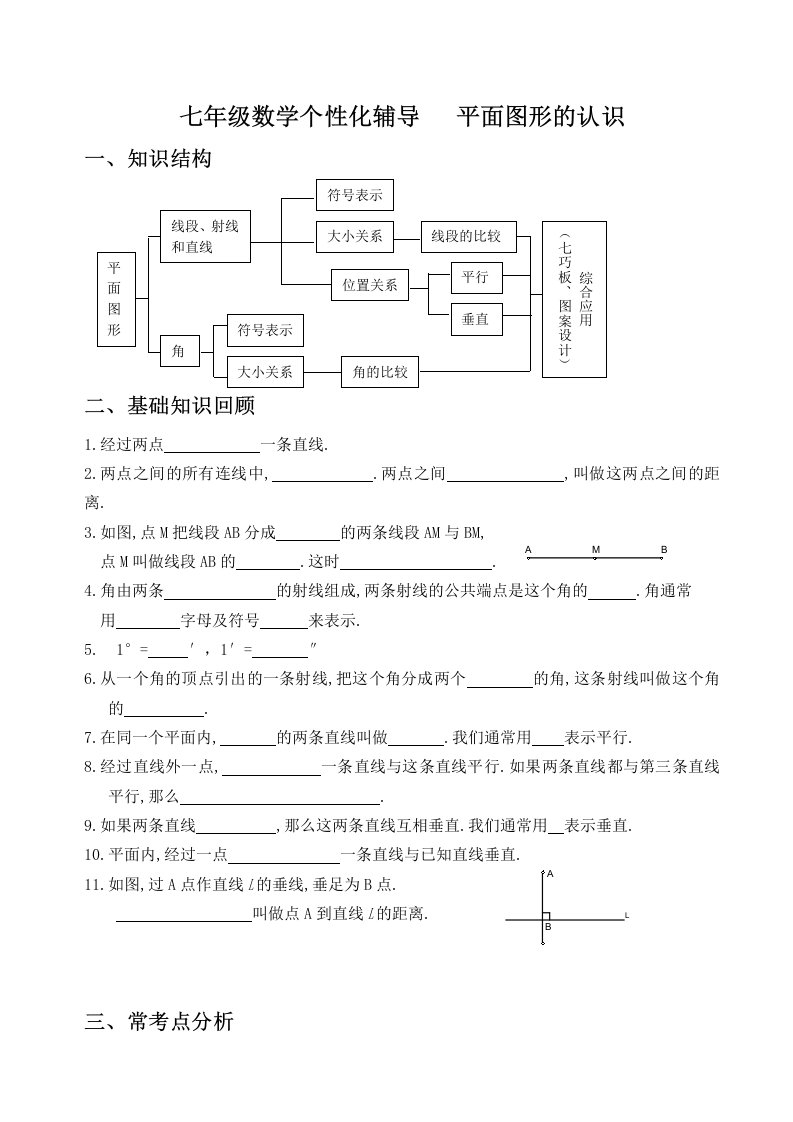 七年级平面图形的认识一学案个性化辅导