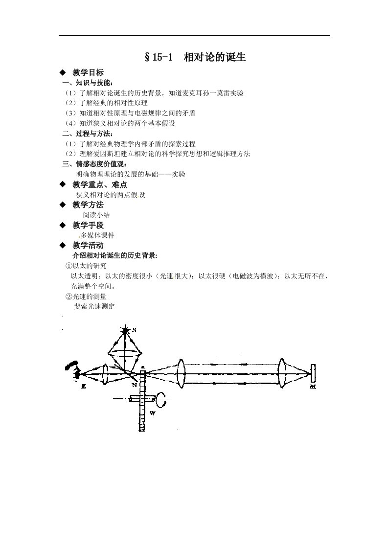 新课标人教版3-4选修三15.1《相对论诞生》0