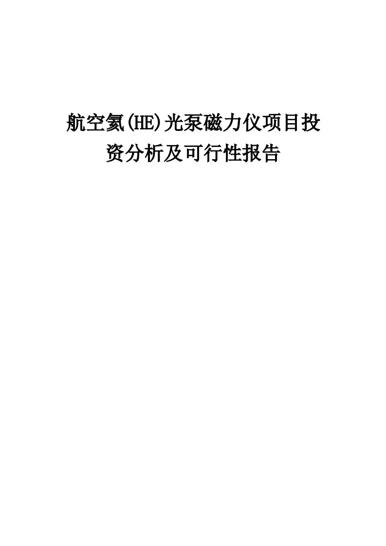 2024年航空氦(HE)光泵磁力仪项目投资分析及可行性报告