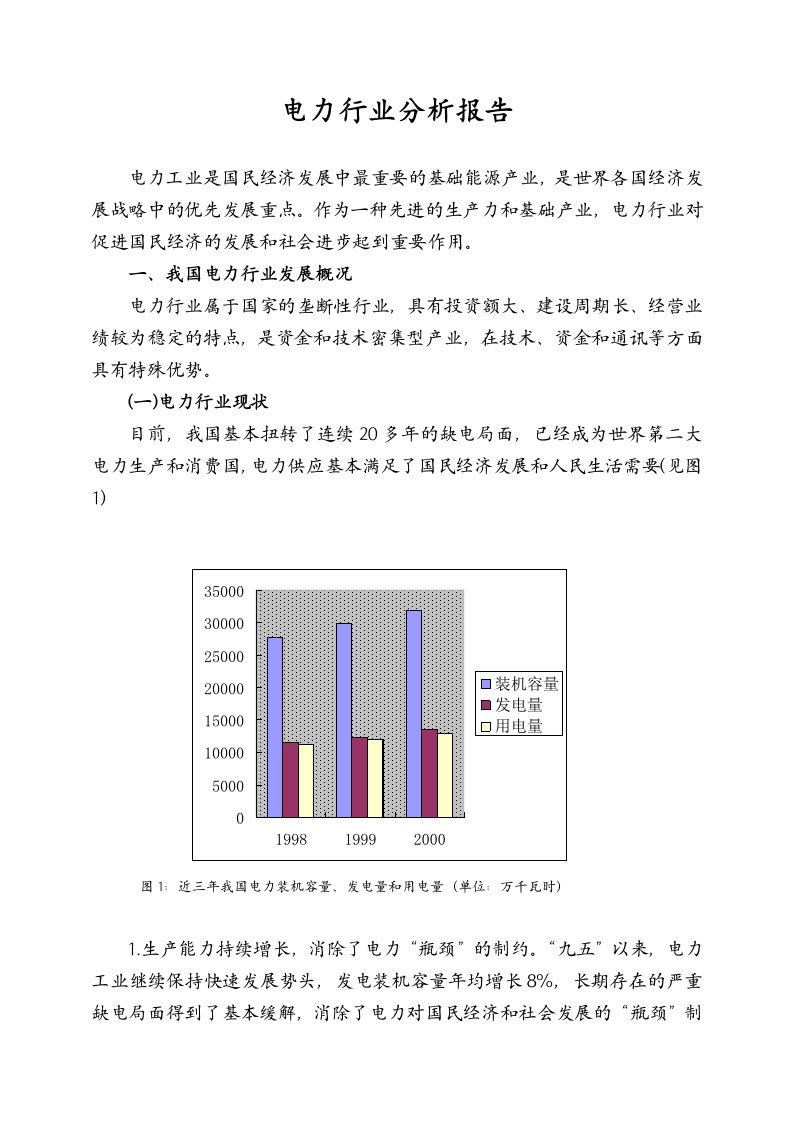 精选电力行业的分析报告