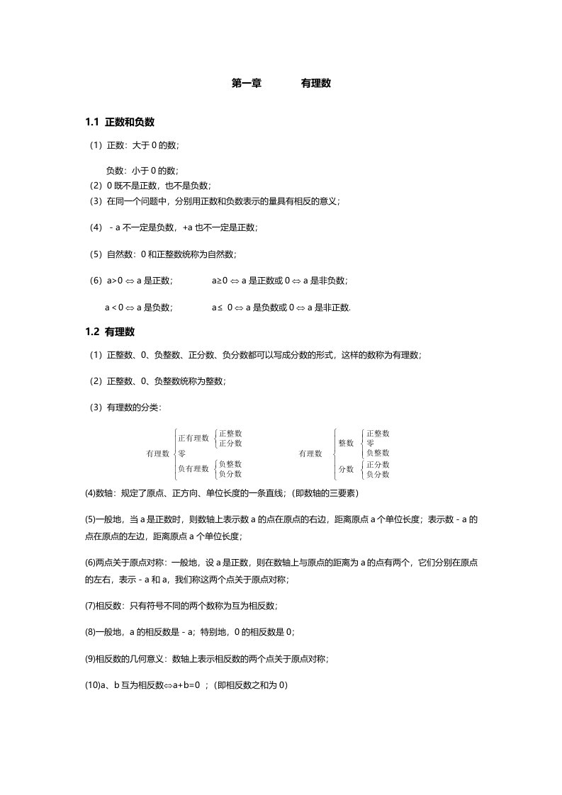 初一数学思维导图