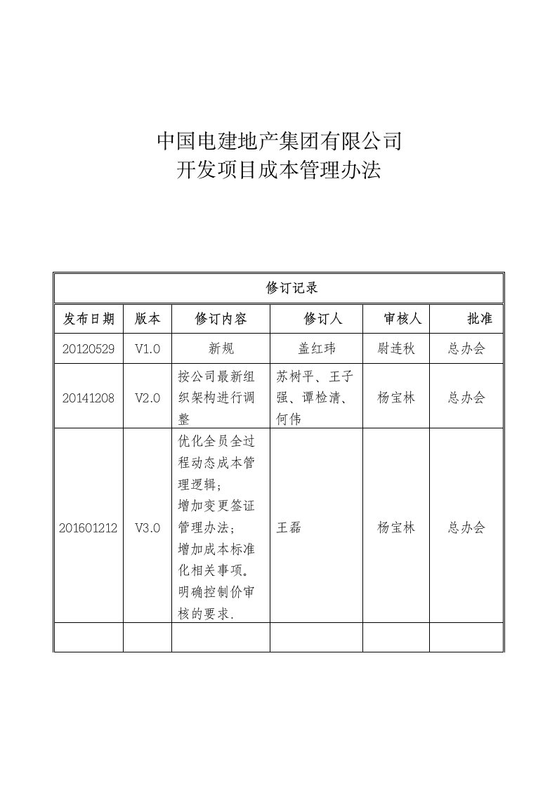 某集团开发项目成本管理办法