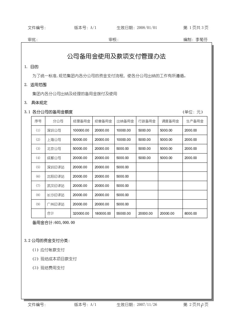 公司备用金使用及款项支付管理办法