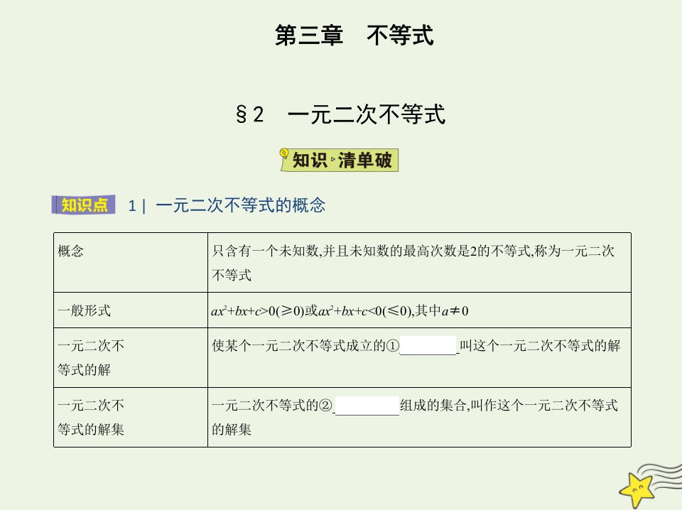 2022版高中数学第三章不等式2一元二次不等式课件北师大版必修5