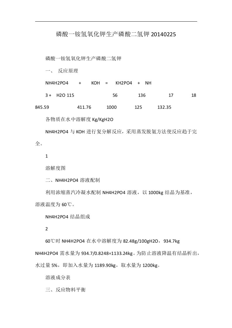 磷酸一铵氢氧化钾生产磷酸二氢钾