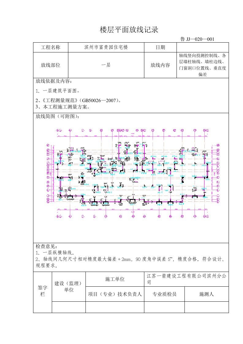 滨州市富贵园住宅楼公寓楼验收表