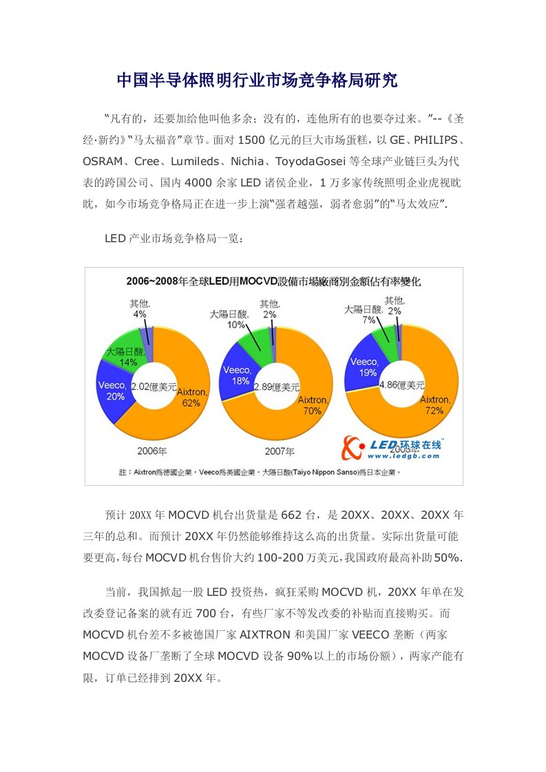 竞争策略-中国半导体照明行业市场竞争格局研究