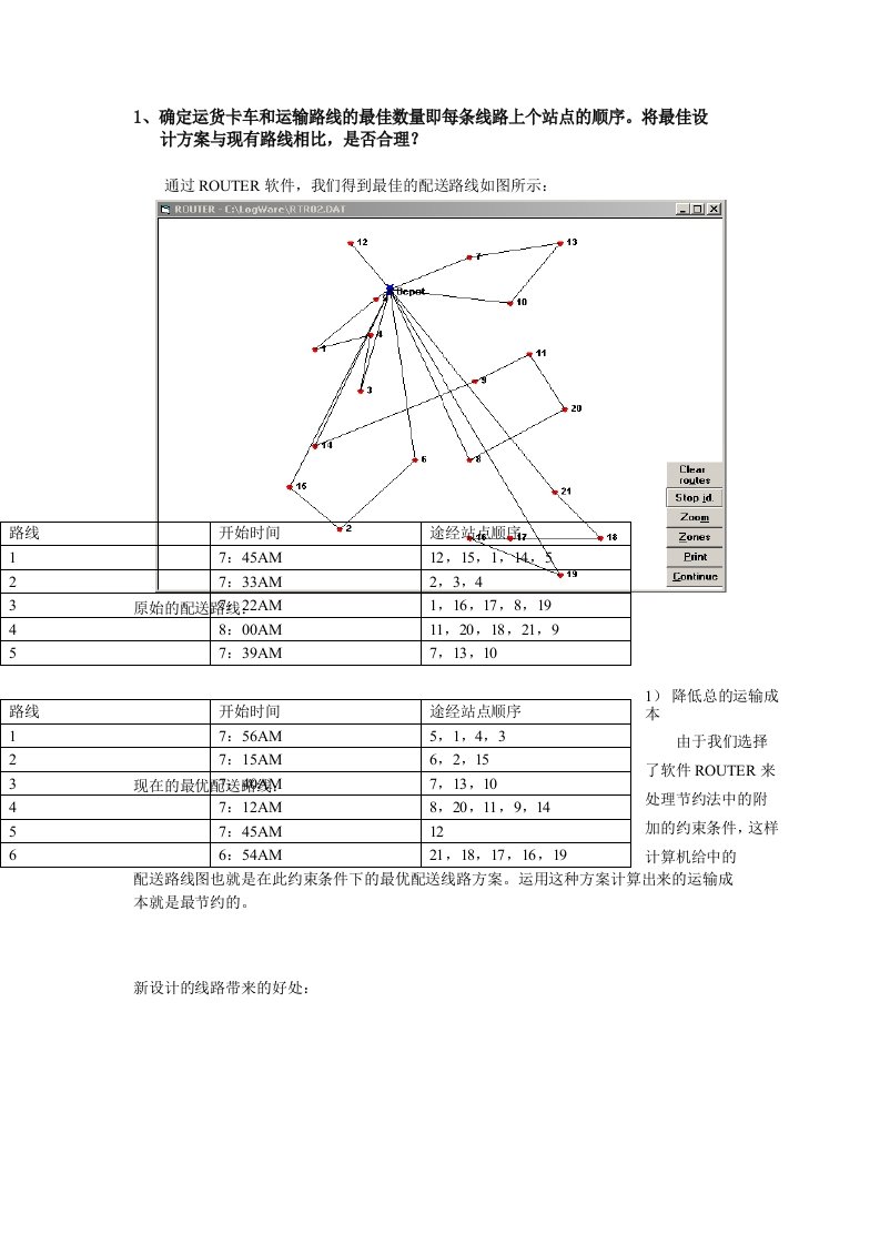 确定运货卡车和运输路线的最佳数量即每条线路上个站点的顺