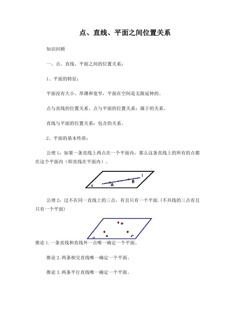 点线面位置关系学生版